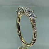 New Trendy 5 Round AAA+ Cubic Zirconia Diamonds Stylish Delicate Luxury Ring - The Jewellery Supermarket