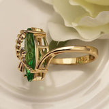 Olive Green Dragonfly Twine Oval Pretty CZ Crystal Ring - The Jewellery Supermarket