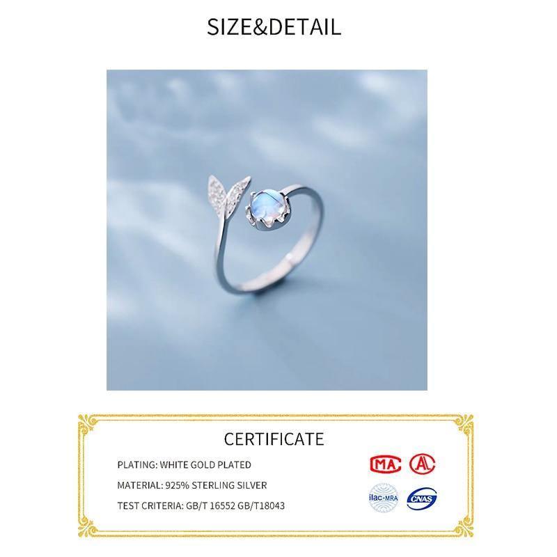 Pretty 925 Sterling Silver tail Moonstone Ring - Best Online Prices - The Jewellery Supermarket