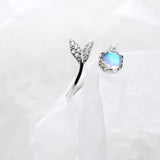 Pretty 925 Sterling Silver tail Moonstone Ring - Best Online Prices - The Jewellery Supermarket