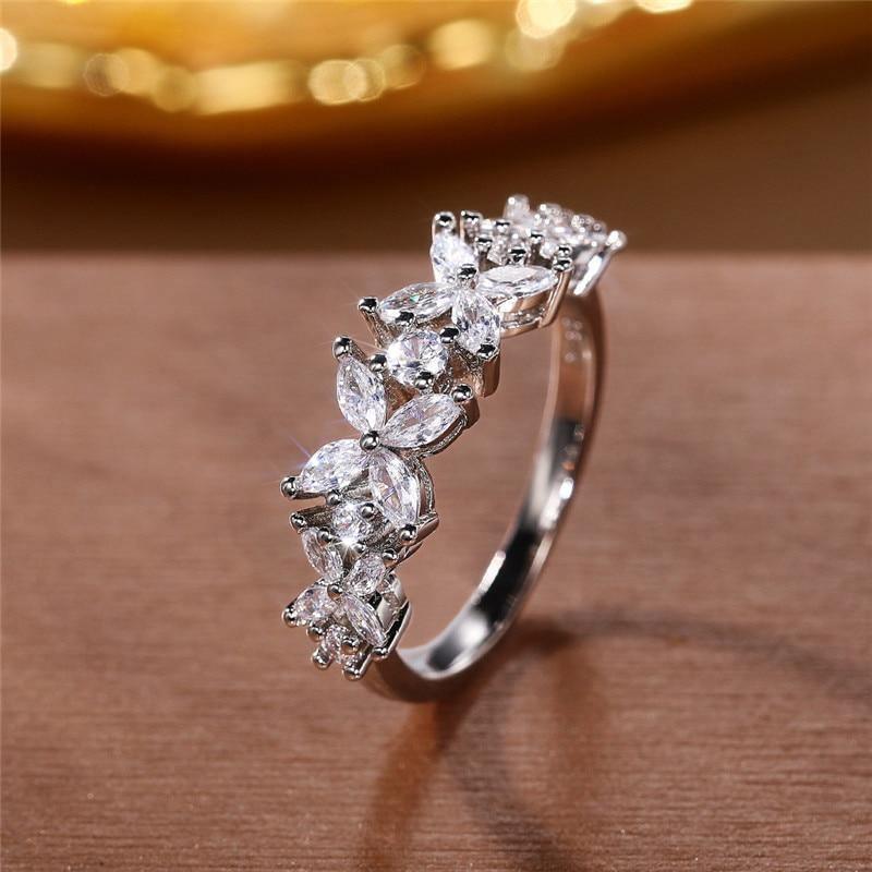 Romantic Flower Design AAA+ Cubic Zirconia Diamonds Luxury Statement Ring - The Jewellery Supermarket
