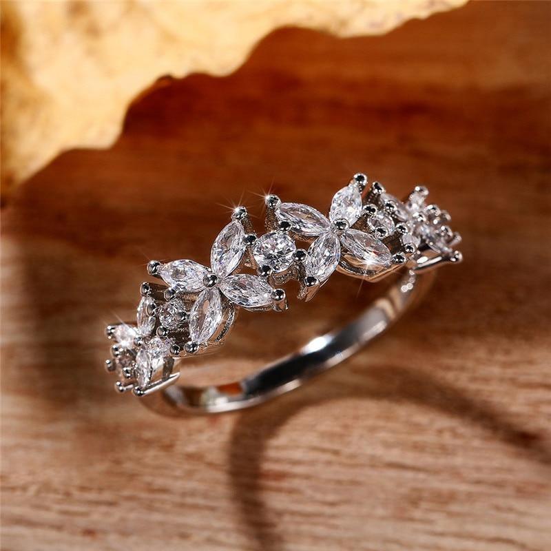 Romantic Flower Design AAA+ Cubic Zirconia Diamonds Luxury Statement Ring - The Jewellery Supermarket