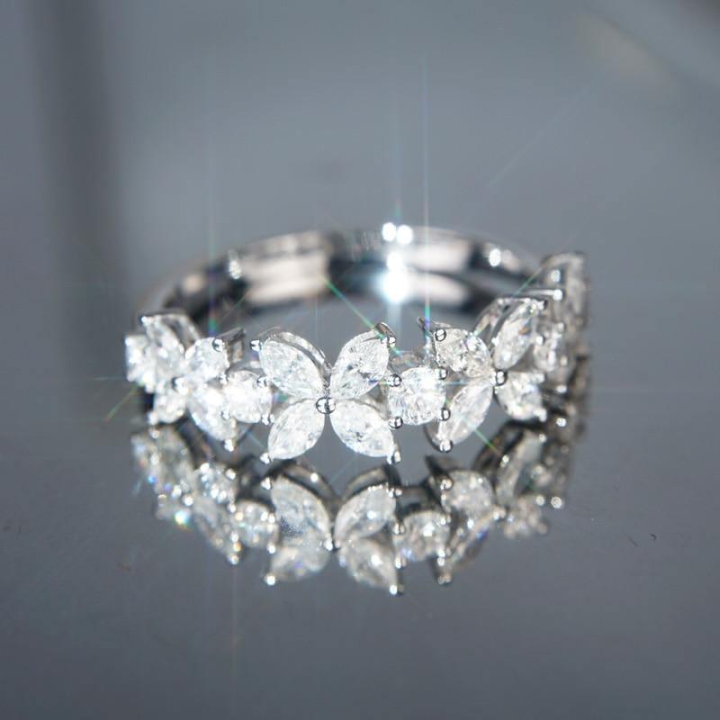 Romantic Flower Design AAA+ Cubic Zirconia Diamonds Luxury Statement Ring - The Jewellery Supermarket