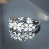 Romantic Flower Design AAA+ Cubic Zirconia Diamonds Luxury Statement Ring - The Jewellery Supermarket