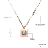 Rose Gold Color Collarbone Necklace Chain AAA+ CZ Diamond Square Pendant - The Jewellery Supermarket