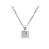Rose Gold Color Collarbone Necklace Chain AAA+ CZ Diamond Square Pendant - The Jewellery Supermarket