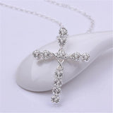 Silver Charms Noble  Fashion Jewelry - Classic Cross Crystal Necklace