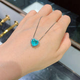 Silver Heart Paraiba Tourmaline Gemstone Earrings/Pendant/Necklace Wedding Set - The Jewellery Supermarket