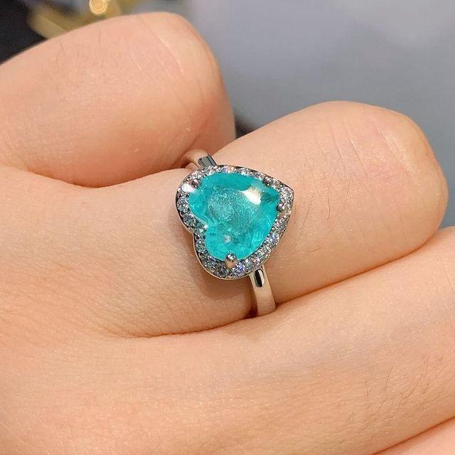 Silver Heart Paraiba Tourmaline Gemstone Earrings/Pendant/Necklace Wedding Set - The Jewellery Supermarket