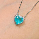 Silver Heart Paraiba Tourmaline Gemstone Earrings/Pendant/Necklace Wedding Set - The Jewellery Supermarket
