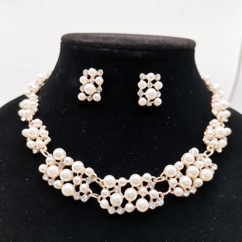 Simple Imitation Pearl Elegant Bridal Jewellery Crystal Jewellery Set - The Jewellery Supermarket