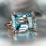 Solitaire 4 Claw Sky Blue Romantic Rose Gold Color AAA+ Cubic Zirconia Diamonds - The Jewellery Supermarket