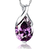 Sterling Silver Angel Tears Amethyst Crystal Purple Pendant Necklace - The Jewellery Supermarket