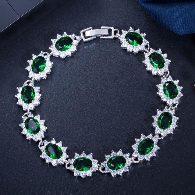 Superb AAA+ Cubic Zirconia Diamonds and Crystals 925 Sterling Silver Vintage Royal or Multicolour Bracelet - The Jewellery Supermarket