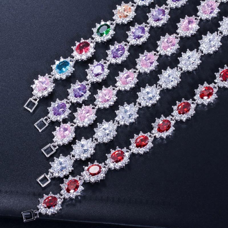 Superb AAA+ Cubic Zirconia Diamonds and Crystals 925 Sterling Silver Vintage Royal or Multicolour Bracelet - The Jewellery Supermarket