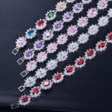 Superb AAA+ Cubic Zirconia Diamonds and Crystals 925 Sterling Silver Vintage Royal or Multicolour Bracelet - The Jewellery Supermarket