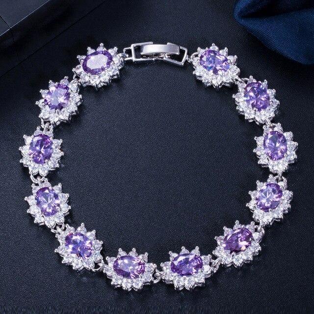 Superb AAA+ Cubic Zirconia Diamonds and Crystals 925 Sterling Silver Vintage Royal or Multicolour Bracelet - The Jewellery Supermarket
