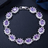 Superb AAA+ Cubic Zirconia Diamonds and Crystals 925 Sterling Silver Vintage Royal or Multicolour Bracelet - The Jewellery Supermarket