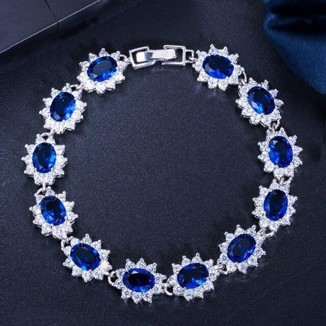 Superb AAA+ Cubic Zirconia Diamonds and Crystals 925 Sterling Silver Vintage Royal or Multicolour Bracelet - The Jewellery Supermarket