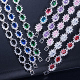 Superb AAA+ Cubic Zirconia Diamonds and Crystals 925 Sterling Silver Vintage Royal or Multicolour Bracelet - The Jewellery Supermarket