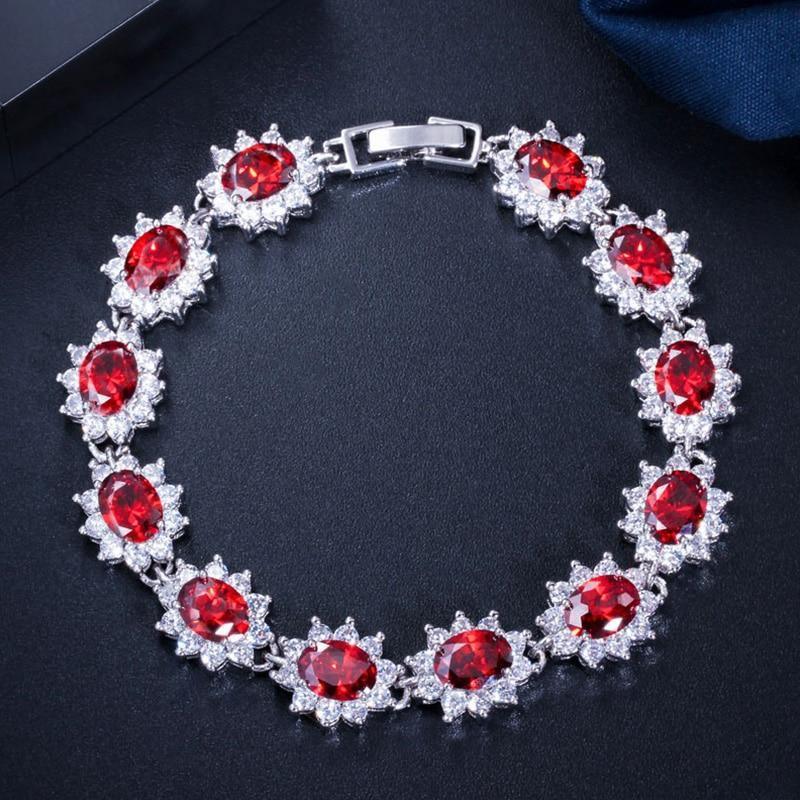 Superb AAA+ Cubic Zirconia Diamonds and Crystals 925 Sterling Silver Vintage Royal or Multicolour Bracelet - The Jewellery Supermarket