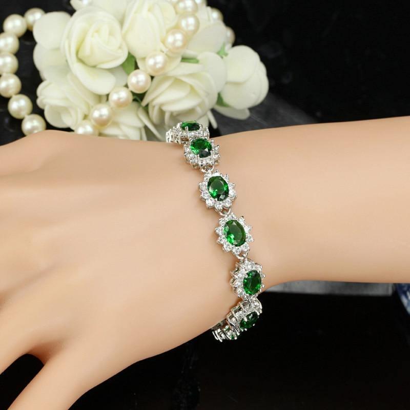 Superb AAA+ Cubic Zirconia Diamonds and Crystals 925 Sterling Silver Vintage Royal or Multicolour Bracelet - The Jewellery Supermarket