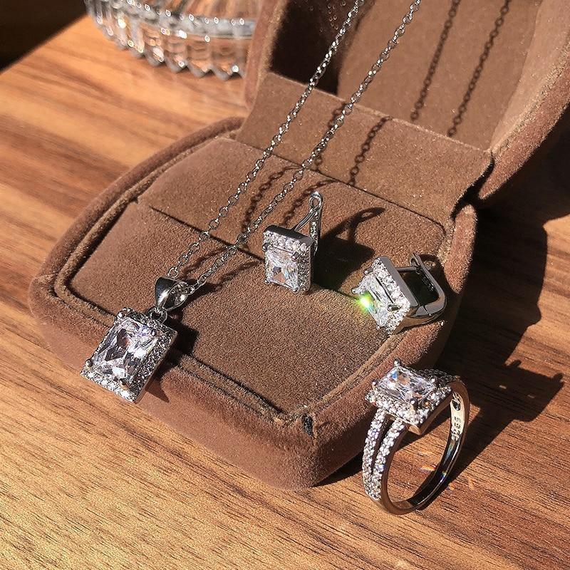 Superb Silver AAA+ Cubic Zirconia Diamonds Fine Jewelry Set - The Jewellery Supermarket