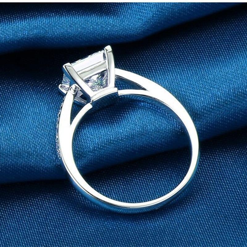 Superb Sterling 925 Silver Square AAAA+ Zircon Wedding Engagement Ring - The Jewellery Supermarket