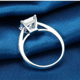 Superb Sterling 925 Silver Square AAAA+ Zircon Wedding Engagement Ring - The Jewellery Supermarket