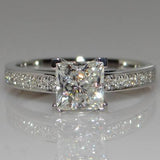 Superb Sterling 925 Silver Square AAAA+ Zircon Wedding Engagement Ring - The Jewellery Supermarket