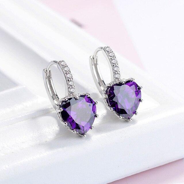 Superb Sterling Silver AAA Cubic Zirconia Diamonds and Crystals Heart Earrings - The Jewellery Supermarket