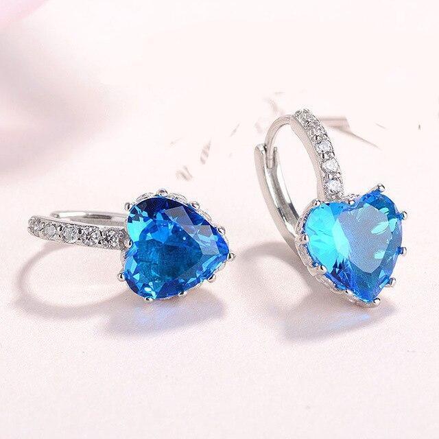 Superb Sterling Silver AAA Cubic Zirconia Diamonds and Crystals Heart Earrings - The Jewellery Supermarket
