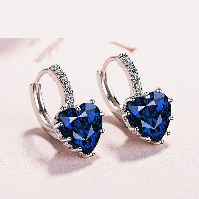 Superb Sterling Silver AAA Cubic Zirconia Diamonds and Crystals Heart Earrings - The Jewellery Supermarket