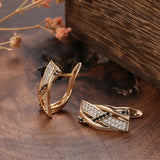 Trend Geometry Rose Gold Cross Black AAA+ Cubic Zirconia Diamonds Earrings Ring Set - The Jewellery Supermarket
