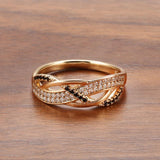 Trend Geometry Rose Gold Cross Black AAA+ Cubic Zirconia Diamonds Earrings Ring Set - The Jewellery Supermarket