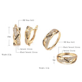 Trend Geometry Rose Gold Cross Black AAA+ Cubic Zirconia Diamonds Earrings Ring Set - The Jewellery Supermarket