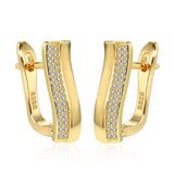 Trendy Crystal Flower Paved AAA+ Cubic Zirconia Gold Color Stud Earrings - The Jewellery Supermarket