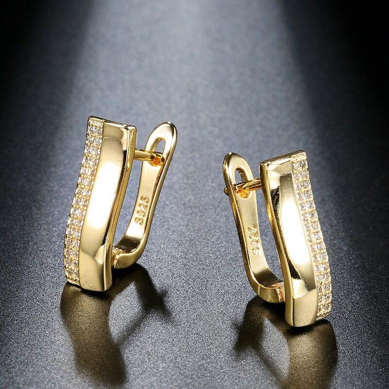 Trendy Crystal Flower Paved AAA+ Cubic Zirconia Gold Color Stud Earrings - The Jewellery Supermarket