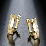 Trendy Crystal Flower Paved AAA+ Cubic Zirconia Gold Color Stud Earrings - The Jewellery Supermarket