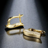 Trendy Crystal Flower Paved AAA+ Cubic Zirconia Gold Color Stud Earrings - The Jewellery Supermarket