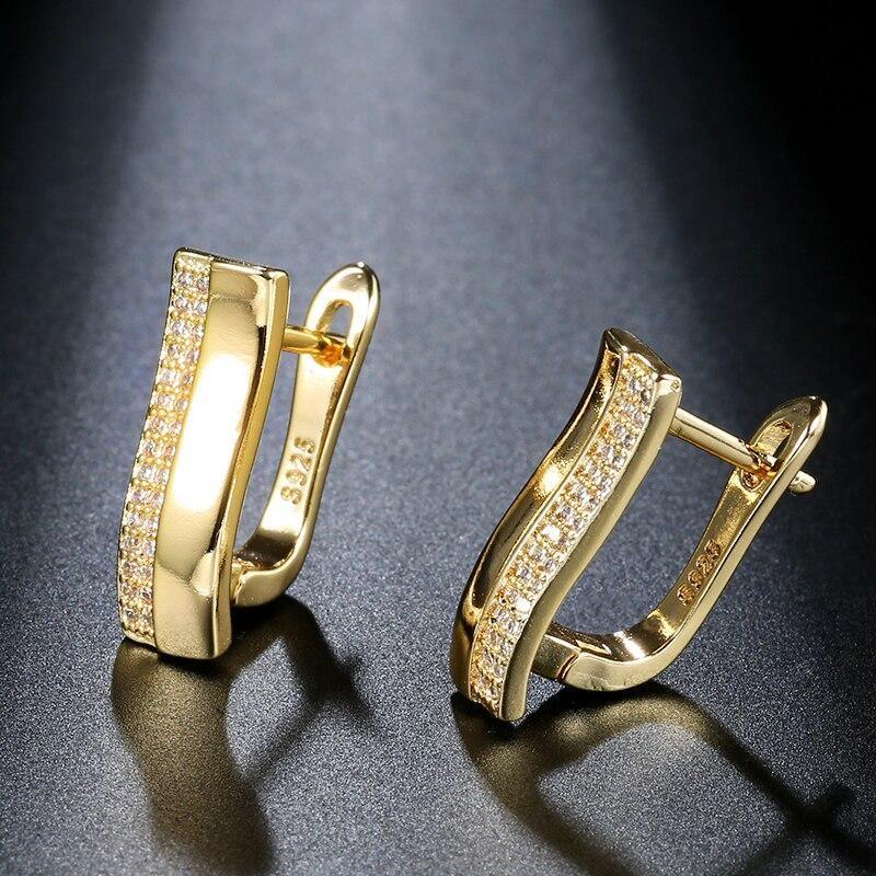 Trendy Crystal Flower Paved AAA+ Cubic Zirconia Gold Color Stud Earrings - The Jewellery Supermarket