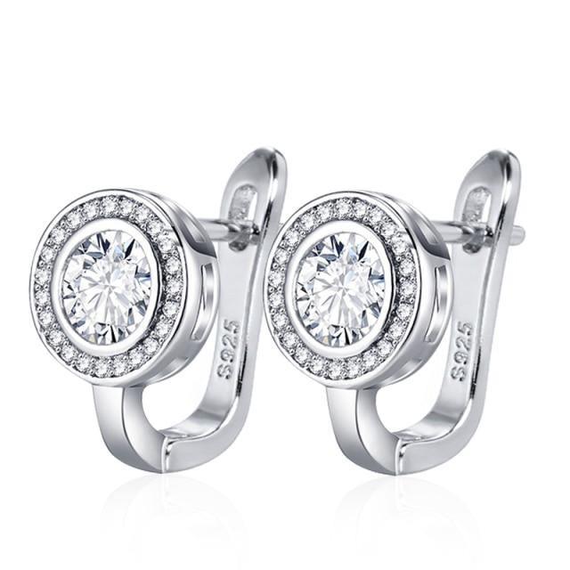 Trendy Round AAA+ White Cubic Zirconia Gold Color Earrings - The Jewellery Supermarket