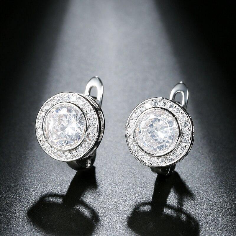 Trendy Round AAA+ White Cubic Zirconia Gold Color Earrings - The Jewellery Supermarket