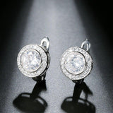 Trendy Round AAA+ White Cubic Zirconia Gold Color Earrings - The Jewellery Supermarket