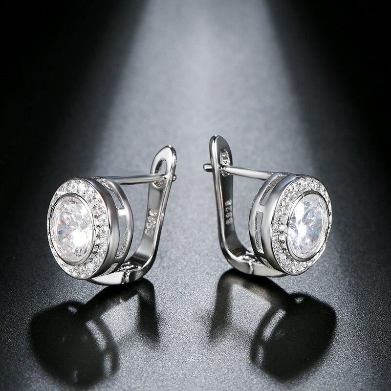 Trendy Round AAA+ White Cubic Zirconia Gold Color Earrings - The Jewellery Supermarket