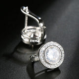 Trendy Round AAA+ White Cubic Zirconia Gold Color Earrings - The Jewellery Supermarket