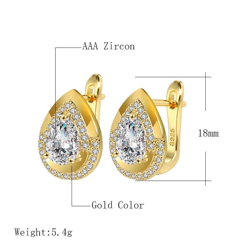 Trendy Water Drop White AAA+ Cubic Zirconia Gem Silver Color Charm Earrings - The Jewellery Supermarket