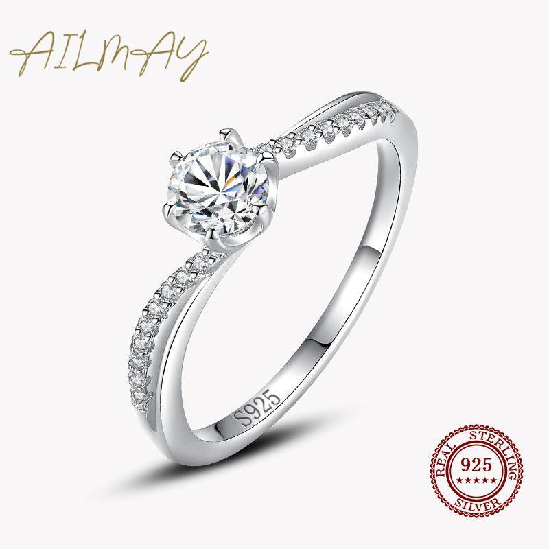 *NEW* Ideal Gifts Dazzling Sparkling AAA+ Sterling Silver Clear Zircon Rings Female Fashion Jewelry - The Jewellery Supermarket