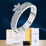 Attractive 2pcs Solid 0.5ct VVS1 14K WGP High Quality Moissanite Diamonds Rings Set - Luxury Jewellery - The Jewellery Supermarket