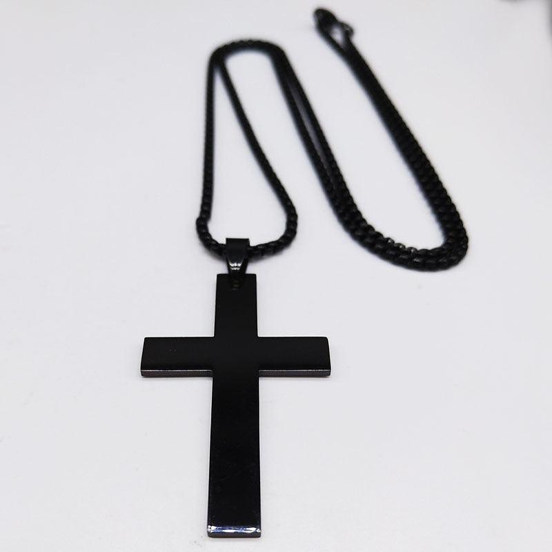 Impressive Stainless Steel Cross Necklace Black Silver Color Gothic Style Necklace - Christian Jewellery - The Jewellery Supermarket